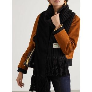 GUCCI Ribbed fringed wool scarf